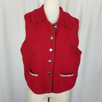 Woolrich Boiled Wool Cardigan Sweater Vest Jacket Womens M Ribbon Trim Collared