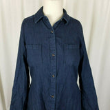 A New Day Chambray Denim Blue Jean Tunic Shirt Dress Womens XS Cotton Dark Wash