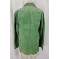 JM Collection Green LEATHER Suede Full Button Up SHIRT JACKET Womens M Celery