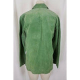 JM Collection Green LEATHER Suede Full Button Up SHIRT JACKET Womens M Celery