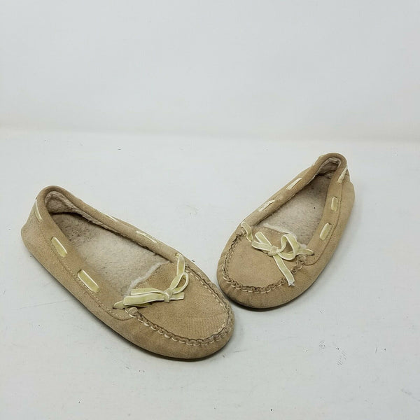 LL Bean Moccasins Shearling Fleece Lined Low Slippers Shoes Womens 7 264582 Tan