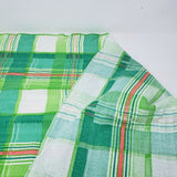 Vintage Seersucker Puckered Plisse Fabric Green Plaid Woven Cotton 5+ Yards