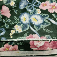 Romantic Gardens Wamsutta Green Floral Screenprint Upholstery Fabric Vintage 5yd