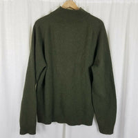 JCrew 100% Lambswool Wool 1/4 Button Henley Pullover Sweater Mens XL Olive Army