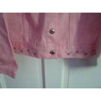 Disney Princesses Embroidered Pink Denim Jean Trucker Jacket Girls L Floral