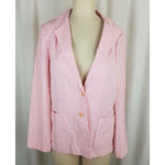 Vintage Bobbie Brooks Candy Striped Seersucker Boyfriend Blazer Jacket Womens 14