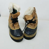 Sorel Caribou Boots Brown Leather Fur Felted Lined Winter Snow Boots Womens 7