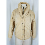 Dawn Imports Shawl Collar Corduroy Puffer Bomber Jacket Womens S Tan Zip Up Snap