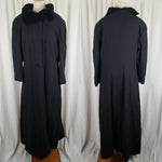 Smiley's Black Winter Wool Long Maxi Skater Peacoat Womens M L Velvet Collar