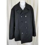 Calvin Klein Double Breasted Black Wool Peacoat Jacket Coat Mens XL Quilted