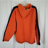 Nautica Jeans Co. Striped Fleece Pullover Hoodie Sweatshirt Jacket Mens L Orange