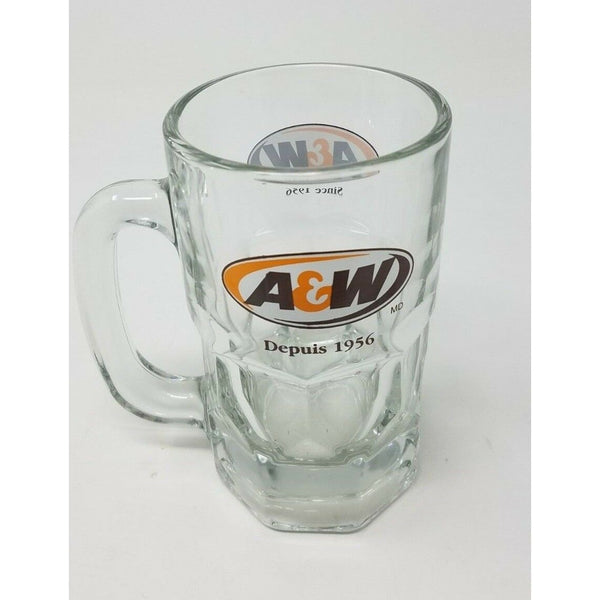 LARGE A&W Depuis Since 1956 Clear Glass Handled Cup Mug Stein Tankard Rootbeer