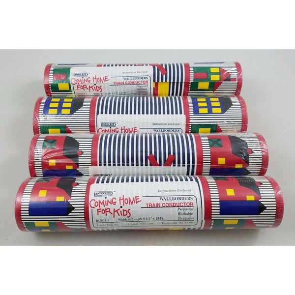 Lands End Coming Home For Kids Train Conductor Wallpaper Border 15 FT Lot of 4