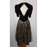 Jessica McClintock Bridal Velvet Keyhole Gold Lace Formal Dress Womens 12 USA