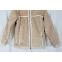 LL Bean Kids Vegan Faux Shearling Sherpa Faux Fur Jacket Girls L 14 16 Patchwork