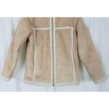 LL Bean Kids Vegan Faux Shearling Sherpa Faux Fur Jacket Girls L 14 16 Patchwork