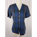 Country Road Australia Button Up Plaid Tunic Shirt Top Womens M V-Neck Chambray