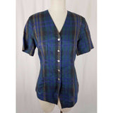 Country Road Australia Button Up Plaid Tunic Shirt Top Womens M V-Neck Chambray