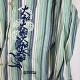 Vintage Le Jean De Marithe + Francois Girbaud Embroidered Striped Shirt Mens XL