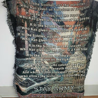 MDW It Is The Soldier Stay Army Military Custom Woven Tapestry Throw Cotton USA