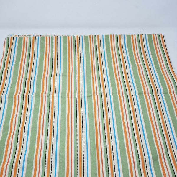 Screenprinted Striped Cotton Fabric Vintage 1+ yards Pinstripes Stripes