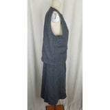 Vintage Handmade 1950s Wool Tweed Mod Dress Vest Jacket Skirt Suit Womens M Gray