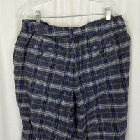 LL Bean Signature Plaid Wool Wide Legs Trousers Pants Womens 18 Belted Buckle