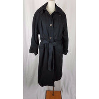 Jacqueline Ferrar Cape Top Belted Tie All Weather Trench Coat Womens 14 Black