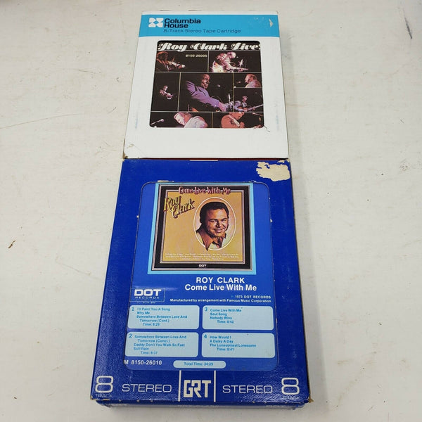 8-TRACK Tapes Roy Clark Come Live With Me + Live! Country Music Lot of 2 Stereo