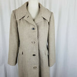 Vintage Tan Wool Half Belted Back Fit & Flare Peacoat Coat Womens S Fuzzy Winter