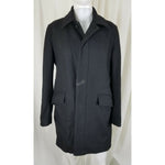 Banana Republic Black Wool Peacoat Coat Mens S Placket Front Charcoal Preppy