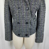 Gap Wool Cotton Double Breasted Cropped Mottled Tweed Peacoat Jacket Womens M