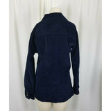 Bill Blass Jeans Stretch Corduroy Shirt Style Jacket Womens M Navy Blue Button
