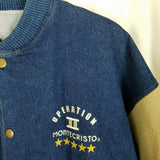 Operation II Montecristo Denim Canvas Bomber Jacket Mens L Vintage LA Loving
