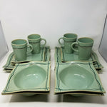 Studio Nova Dinnerware Set Mystic Cove Green HA101 Pattern 4 Place Settings 16pc