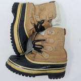 Sorel Caribou Boots Brown Leather Fur Felted Lined Winter Snow Boots Womens 7