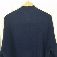LL Bean Rag Wool Shawl Collar Henley Leather Buttons Knit Sweater Mens L Vintage