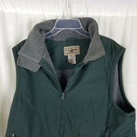 LL Bean Nylon Fleece Lined Vest Full Zip Up Mens L Funnel Neck Outdoor Adventure