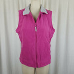 Columbia Fleece Full Zip Up Vest Pink and Gray Colorblock Womens L Outdoor