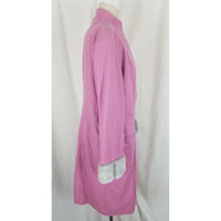 Terry Lewis Classic Luxuries Pink Wool Gray Faux Fur Trim Coat Peacoat Womens M
