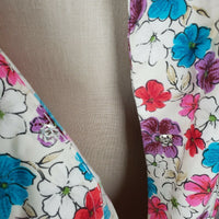 Vintage Handmade Wrap Dress Womens L XL Floral Cotton Belted Tie Shawl Collar