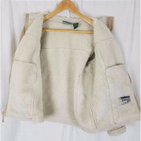 LL Bean Kids Vegan Faux Shearling Sherpa Faux Fur Jacket Girls L 14 16 Patchwork