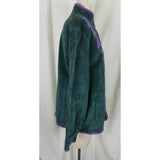 Vintage Linea Louis Dell'Olio Green Suede Leather Floral Vines Jacket Womens M