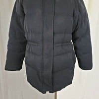 Anne Klein Black Goose Down Quilted Puffer Jacket Parka Womens M Microfiber