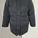 Anne Klein Black Goose Down Quilted Puffer Jacket Parka Womens M Microfiber