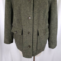 LL Bean Wool Full Button Up Shirt Jacket Lightweight Baird Barn Coat Womens L