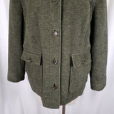LL Bean Wool Full Button Up Shirt Jacket Lightweight Baird Barn Coat Womens L