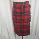 Vintage Wool Tartan Scotch Plaid Fringe Wrap Kilt Skirt Womens S Vintage Midi