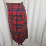 Vintage Wool Tartan Scotch Plaid Fringe Wrap Kilt Skirt Womens S Vintage Midi