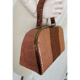 VINTAGE Two Tone Faux Alligator Snakeskin Leather Hard Case Box Purse Handbag